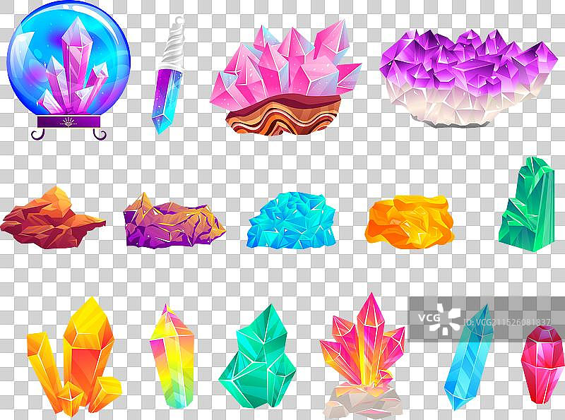 彩色水晶和宝石收藏图片素材