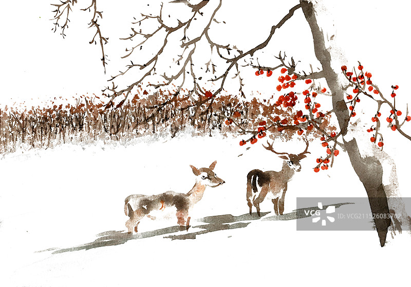 雪中的小鹿图片素材