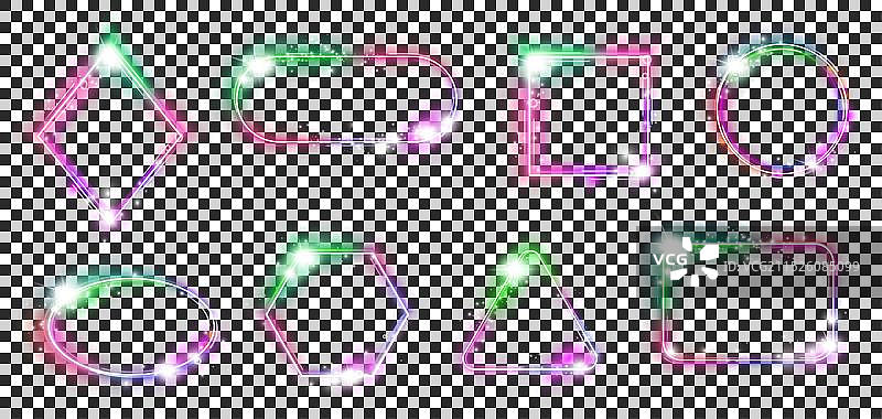 带闪光的魔法霓虹灯框架空边框图片素材