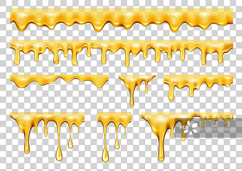 逼真的油或蜂蜜滴落效果图片素材