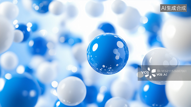 【AI数字艺术】3D蓝白海洋球图片素材