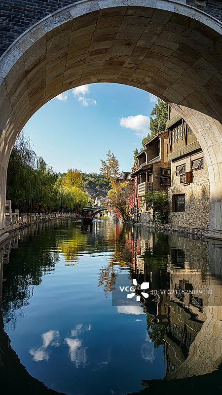 古北水镇桥洞风景 小桥流水图片素材