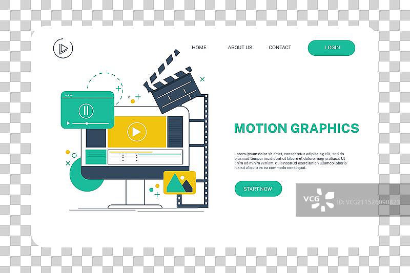 运动图形着陆页扁平风格设计图片素材