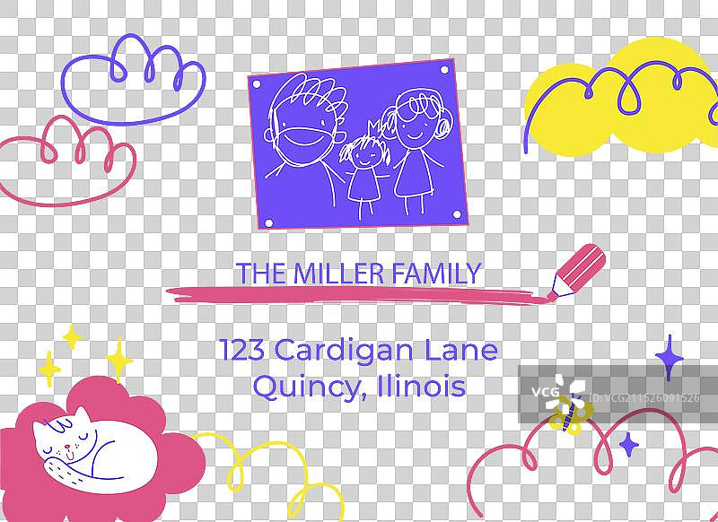 彩色儿童风格家庭住址标签图片素材