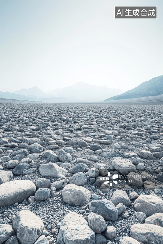 【AI数字艺术】蓝天映衬下的高原荒漠风光图片素材