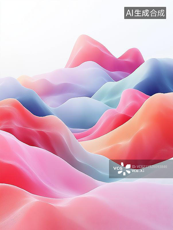 【AI数字艺术】国风水彩背景简约抽象山脉图片素材