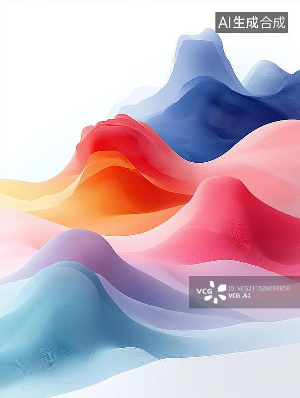 【AI数字艺术】国风水彩背景简约抽象山脉图片素材