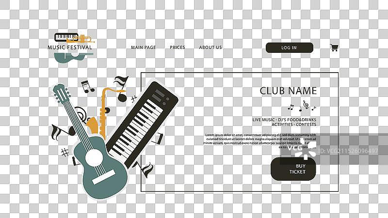 极简音乐节扁平风格着陆页图片素材