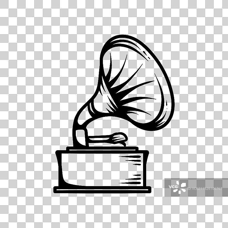 留声机绘画着色线条艺术风格草图图片素材