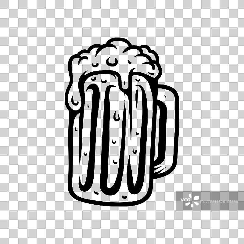 啤酒杯线条艺术风格素描图片素材