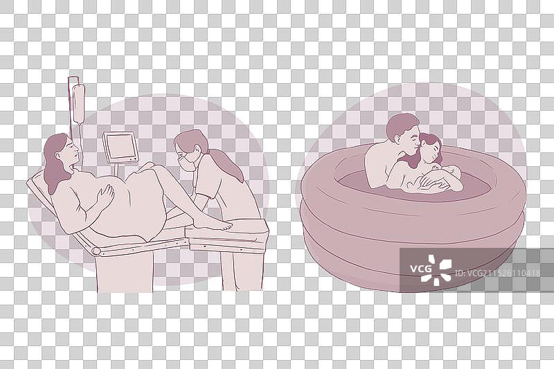 手绘分娩场景图片素材