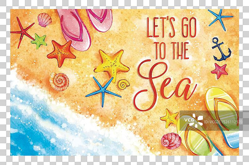 水彩夏日旅行明信片模板图片素材