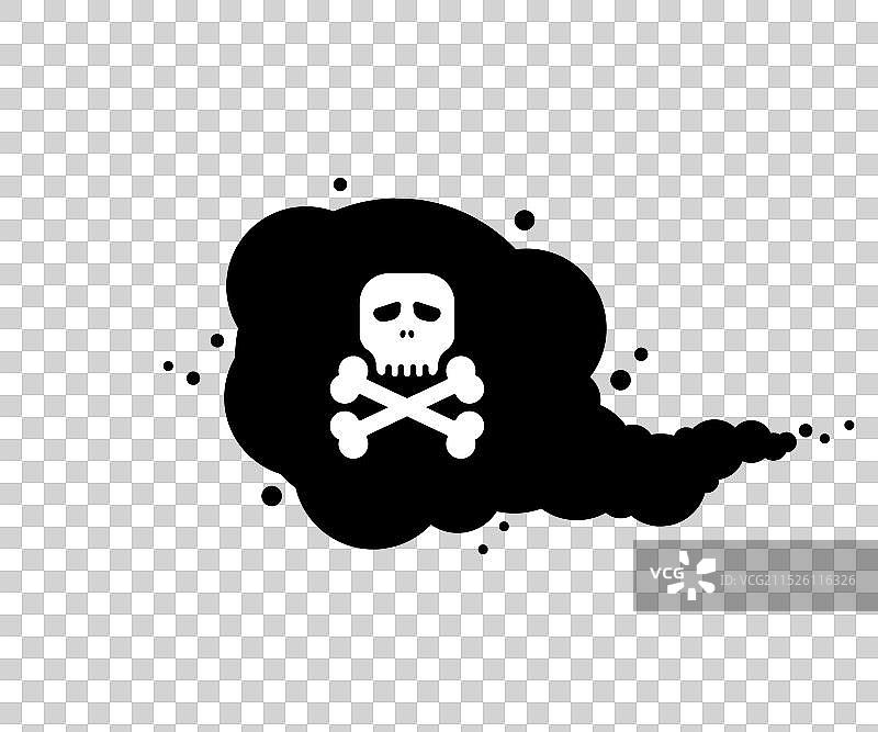 带有白色骷髅的黑色有毒烟雾图片素材