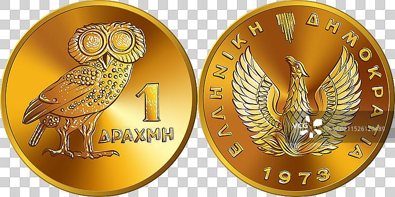 希腊1德拉克马金币图片素材