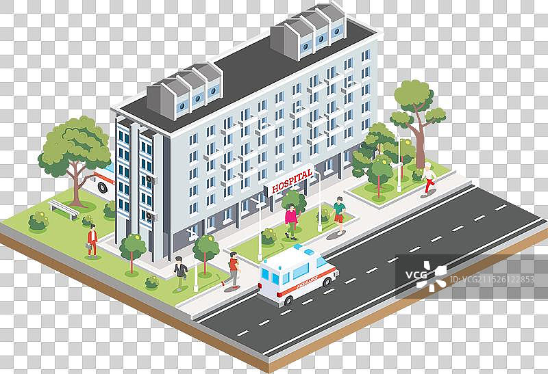 2.5D医院建筑图标图片素材