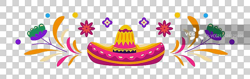 带花卉元素的宽边帽矢量图图片素材