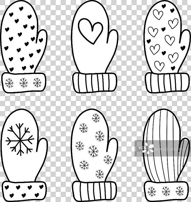 冬季涂鸦风格连指手套图片素材