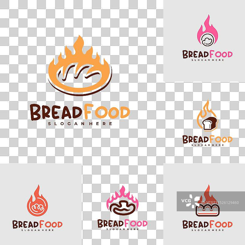 创意火焰面包Logo模板集合图片素材