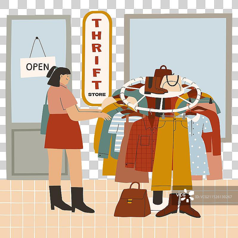 手绘旧货店图片素材