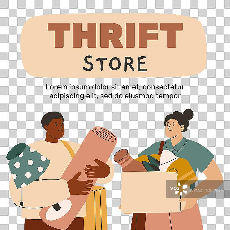 手绘旧货店Instagram模板图片素材