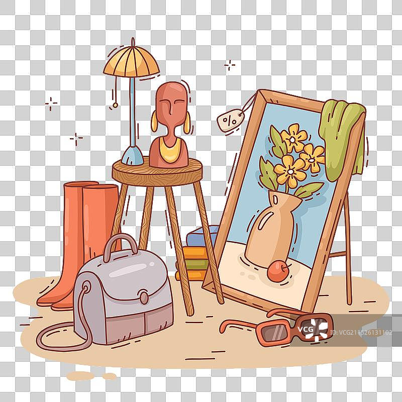 手绘旧货店图片素材