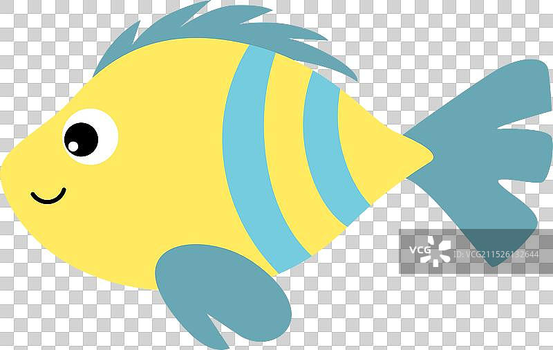 白色背景上隔离的有趣黄色鱼图片素材