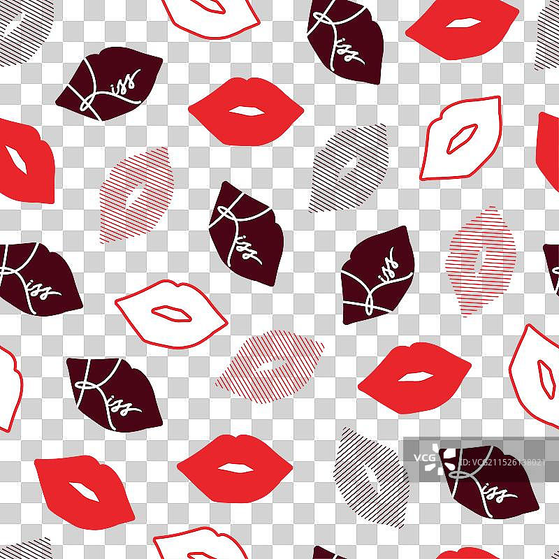 红色图案上的浪漫爱情之吻图案图片素材