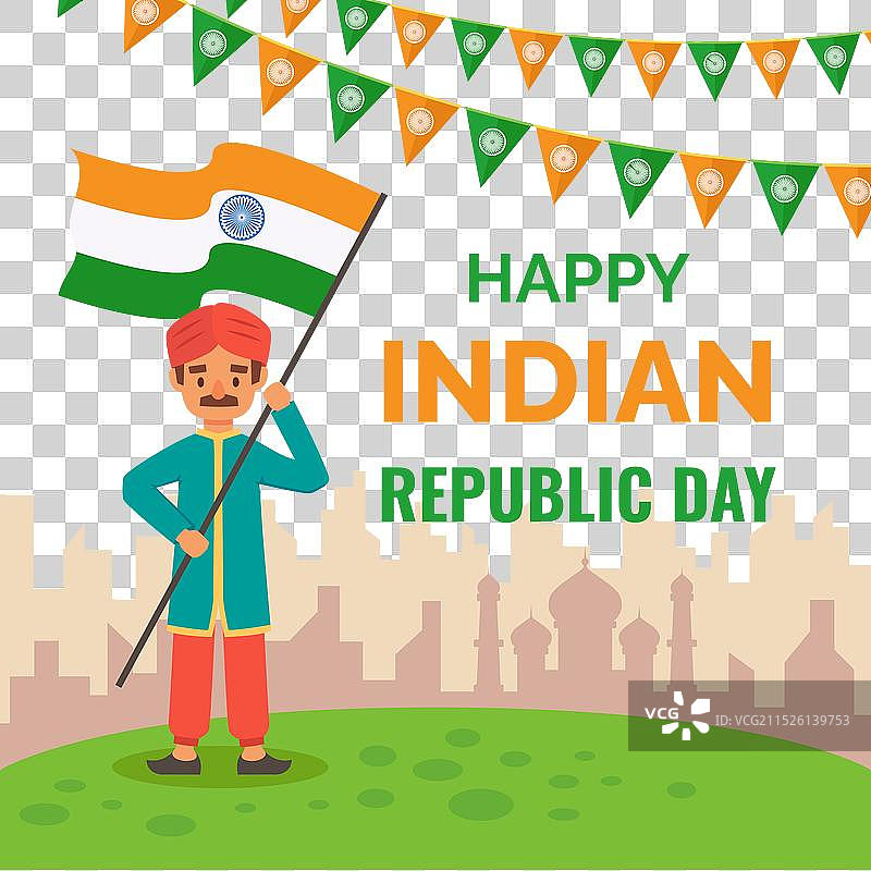 印度共和国日扁平风设计概念图片素材