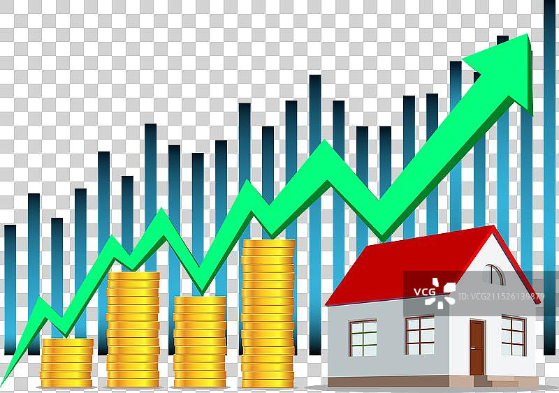 房地产概念：房屋与堆叠的钞票图片素材