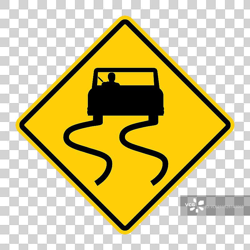 小心地滑路标图片素材