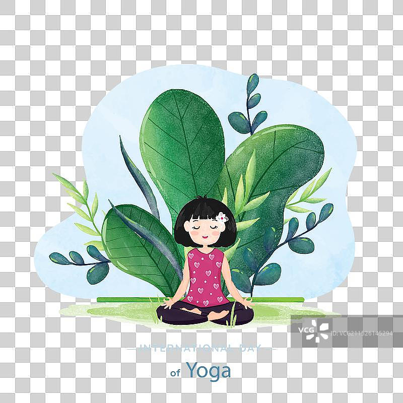 水彩国际瑜伽日图片素材