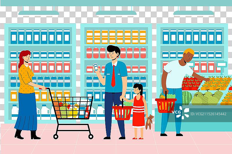 人们购买食品杂货主题图片素材