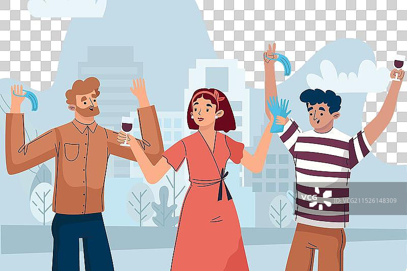 隔离后的人们相聚图片素材