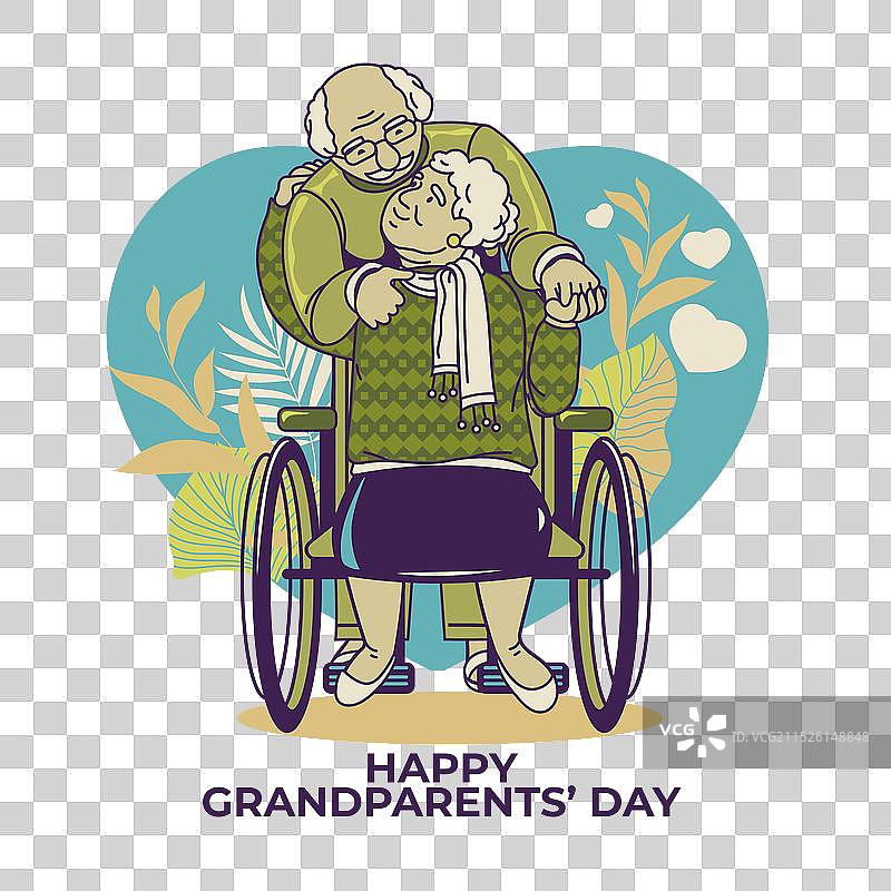 与老年人共度全国祖父母节图片素材