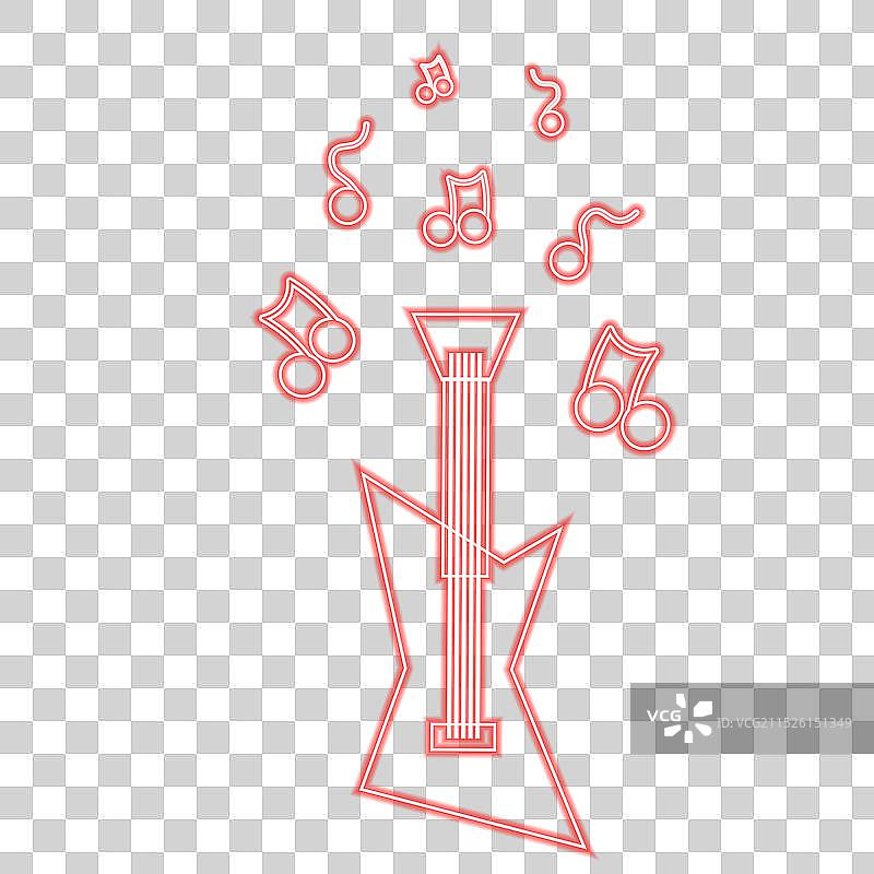 霓虹灯效果电吉他音符图片素材