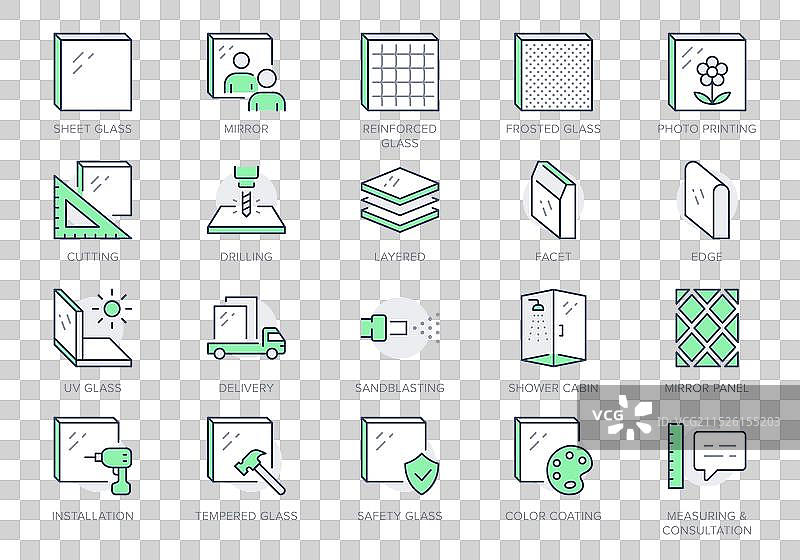 玻璃类型线性图标图片素材