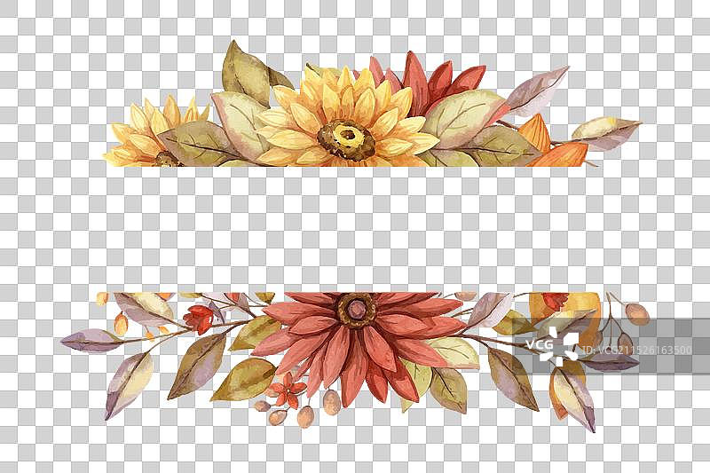 水彩秋季横向分隔框架图片素材