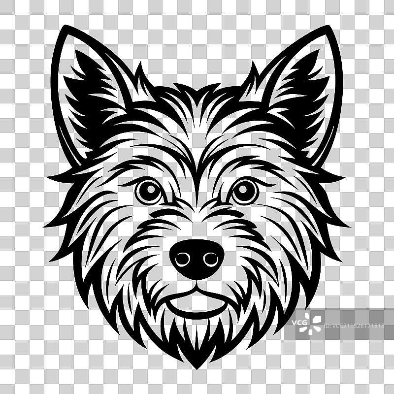 凯恩梗犬头部黑白Logo图标图片素材