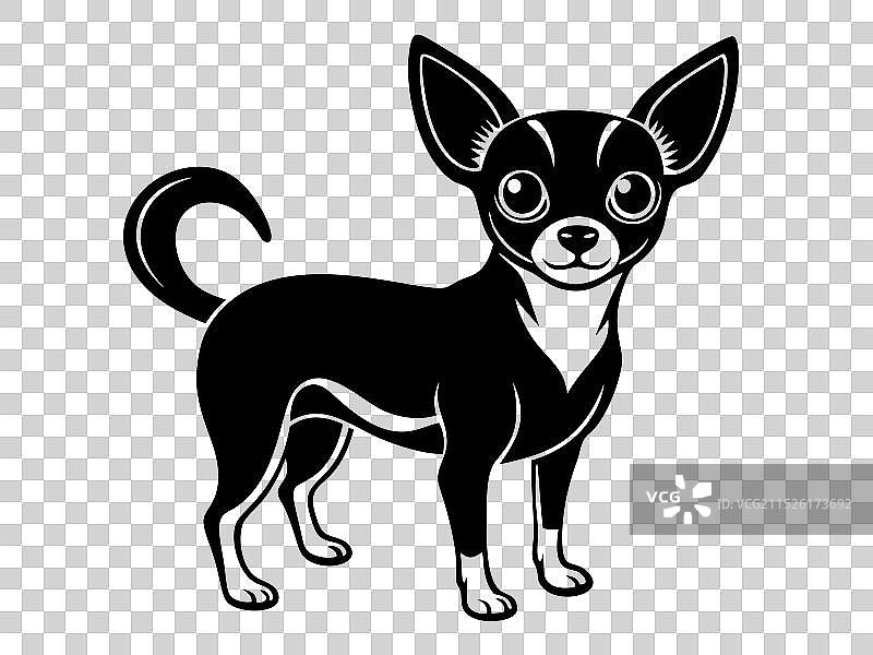 吉娃娃犬全身黑白Logo图标图片素材