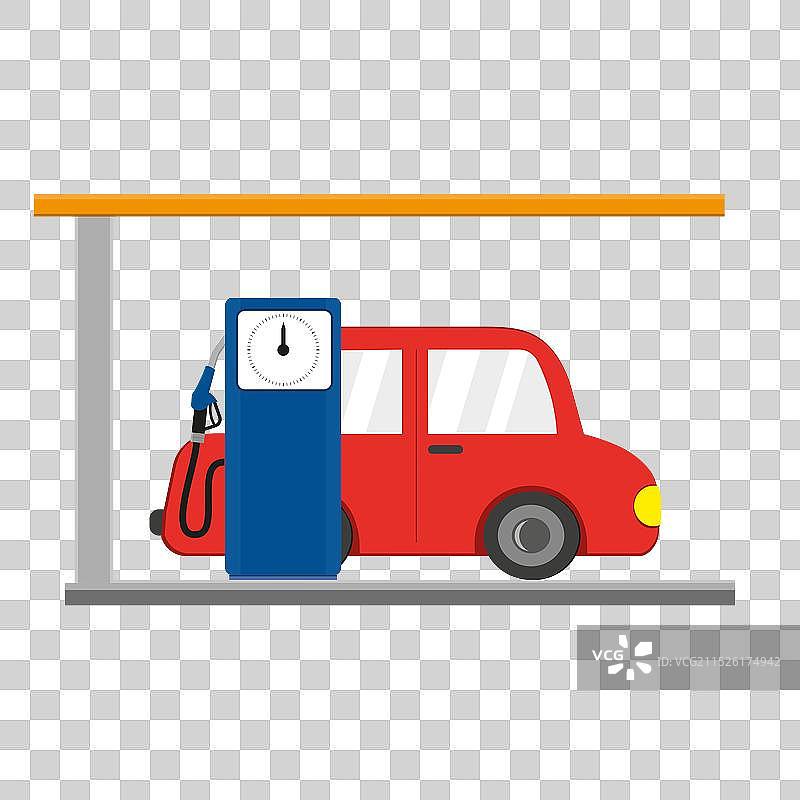 加油站汽车加油图标（扁平风格）图片素材