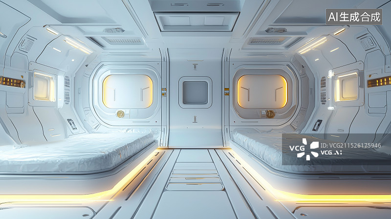 【AI数字艺术】未来科技感的卧室空间图片素材