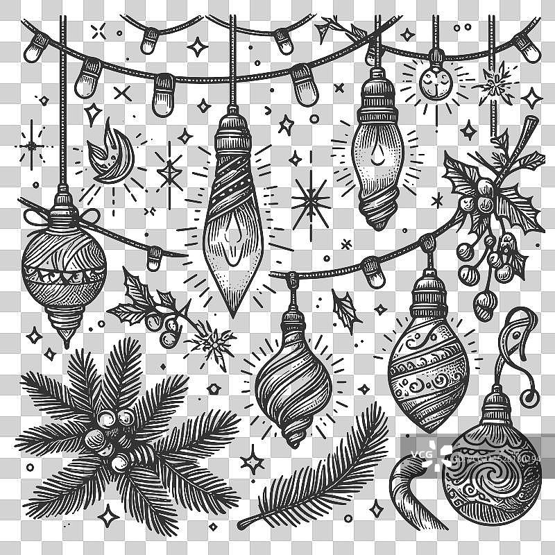 圣诞节华丽悬挂灯串图片素材