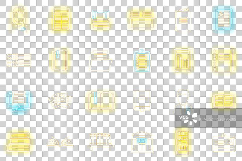 大学图书馆图标霓虹灯套装图片素材