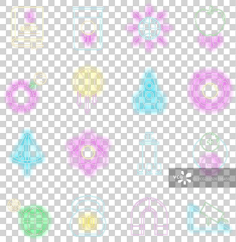 重力图标霓虹灯效果图片素材