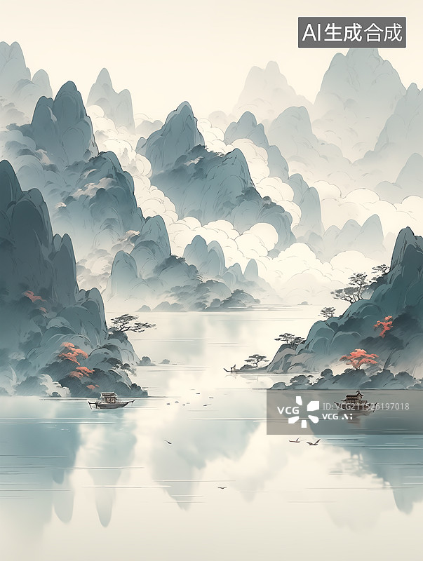 【AI数字艺术】孤舟蓑笠翁，独钓寒江雪图片素材