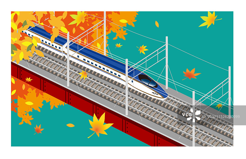 系列E7系北陆新干线铁路桥秋景图片素材