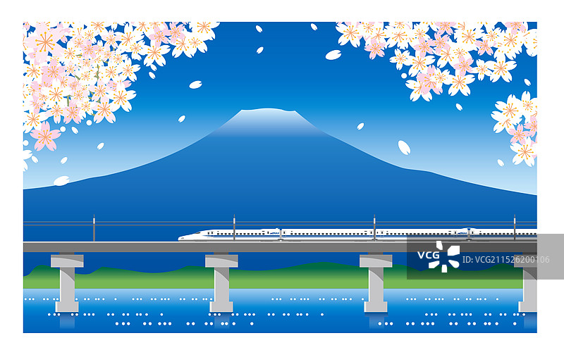 N700系列新干线希望号与富士山背景图片素材