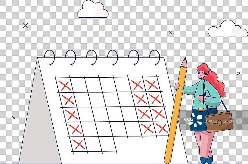 女经理在日历上安排假期图片素材