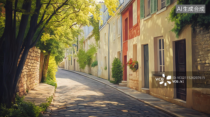 【AI数字艺术】油画街道图片素材