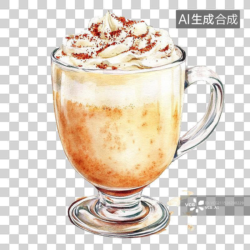 【AI数字艺术】圣诞节新年冬季特饮蛋奶酒奶茶网红饮品饮料新年时尚水彩风插画免抠元素透明底PNG图片素材